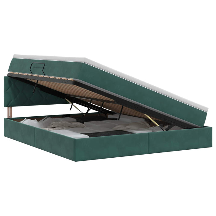 Pat cu storage cu headboard Verde închis 180 x 200 cm Catifea WALTI