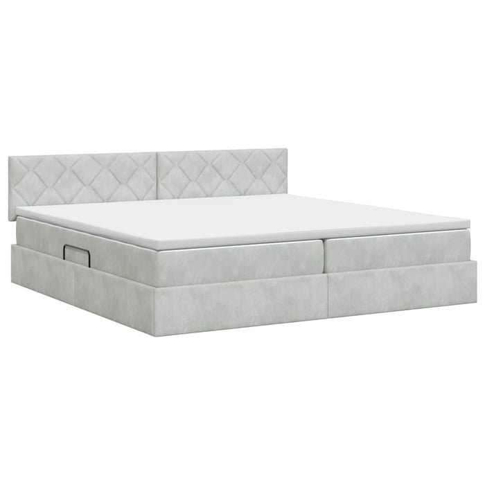 Pat cu storage cu headboard Gri deschis 200 x 200 cm Catifea WALTI