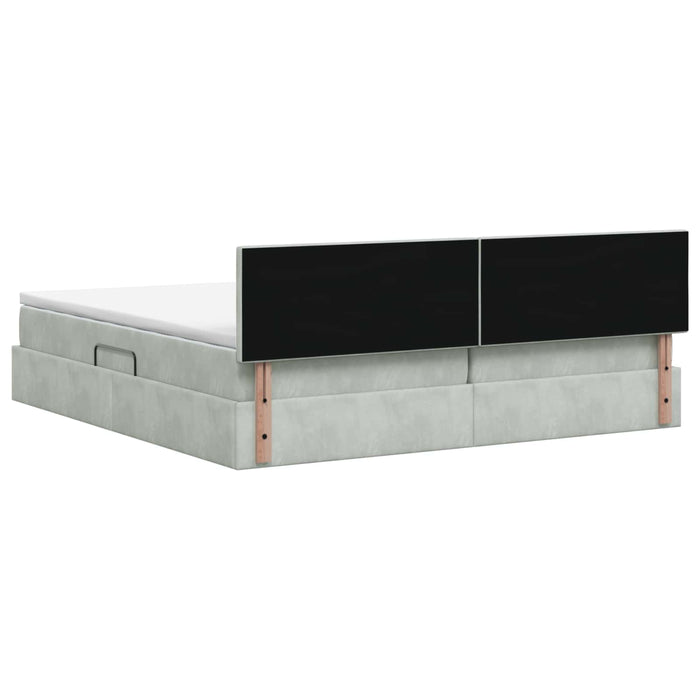 Pat cu storage cu headboard Gri deschis 200 x 200 cm Catifea WALTI