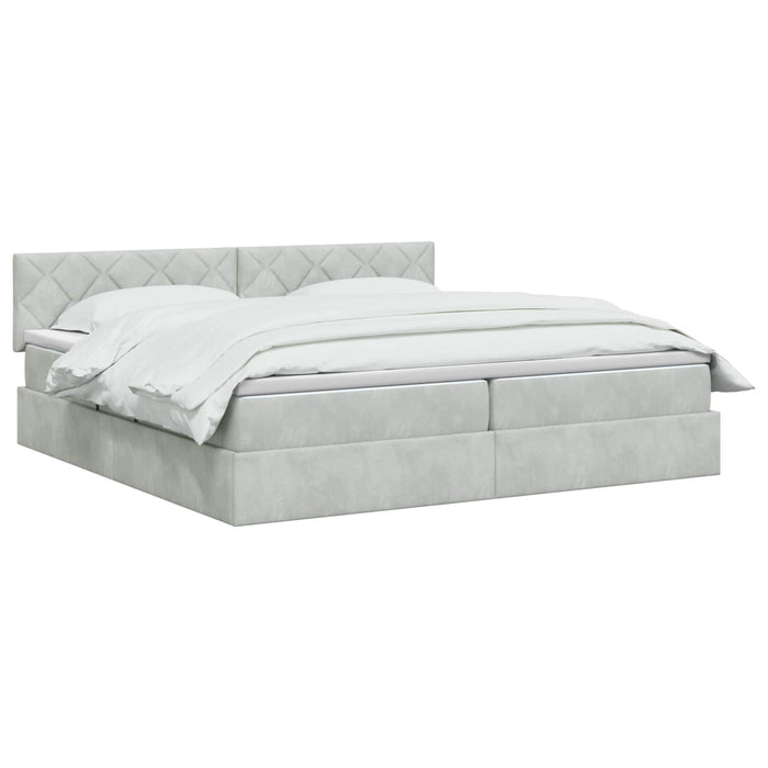 Pat cu storage cu headboard Gri deschis 200 x 200 cm Catifea WALTI