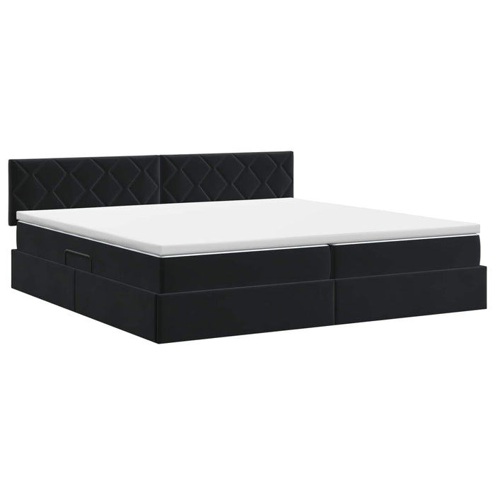 Pat cu storage cu headboard Negru 200 x 200 cm Catifea - WALTI WALTI