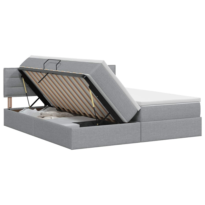 Pat cu storage 2 buc. Gri deschis Piele artificială WALTI