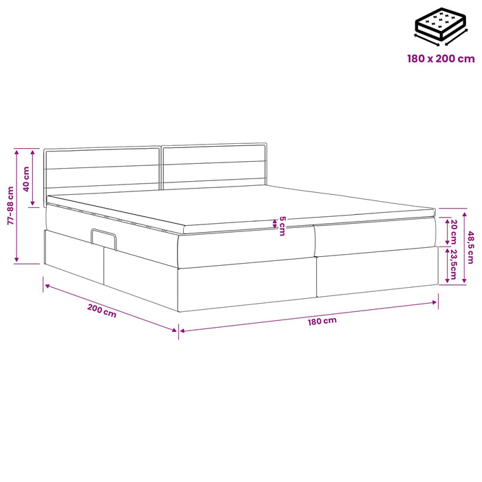 Pat cu storage cu headboard 2 buc. Negru Piele artificială WALTI