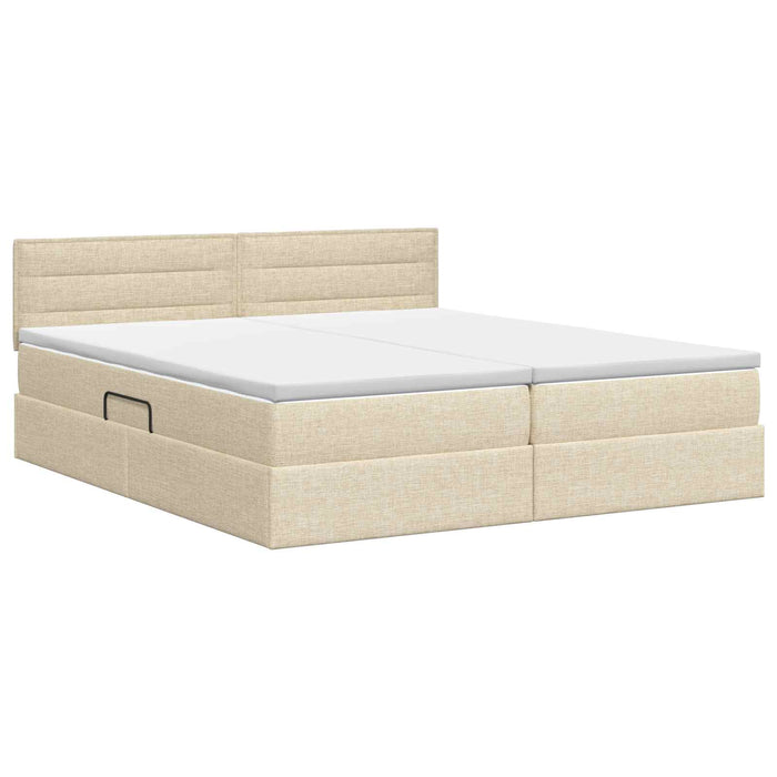 Pat cu storage cu headboard 2 buc. Crem Piele artificială WALTI