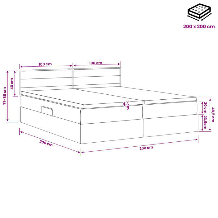 Pat cu storage cu headboard 2 buc. Negru Piele artificială WALTI
