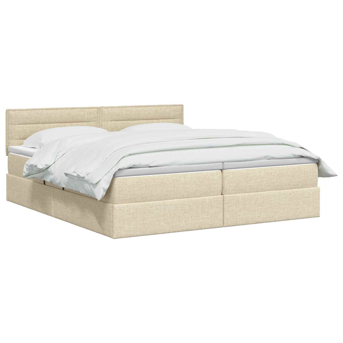 Pat cu storage cu headboard 2 buc. Crem Piele artificială WALTI