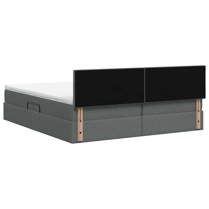 Pat cu storage cu headboard 2 buc. Gri închis Piele artificială WALTI