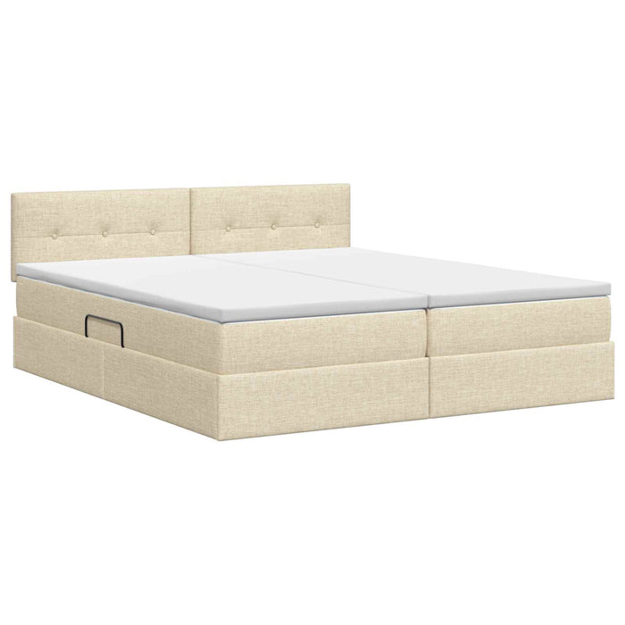 Pat cu storage cu headboard 2 buc. Crem Piele artificială WALTI