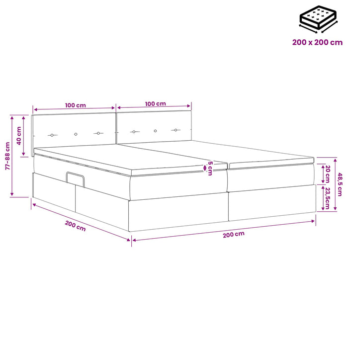 Pat cu storage cu headboard 2 buc. albastru Piele artificială WALTI