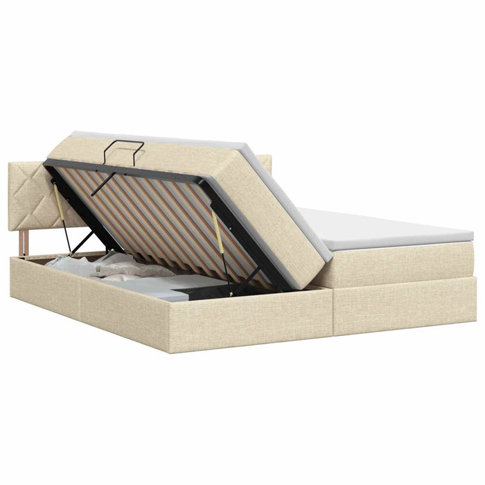 Pat cu storage cu headboard 2 buc. Crem Piele artificială - WALTI WALTI