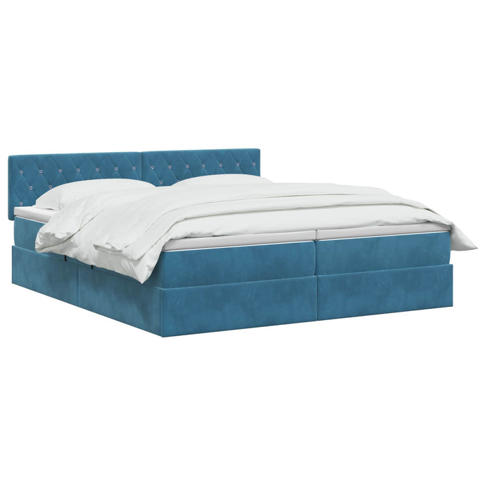 Pat cu storage cu headboard 2 buc. Albastru închis WALTI