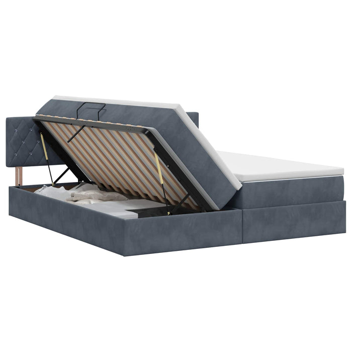 Pat cu storage cu headboard 2 buc. Gri închis - WALTI WALTI