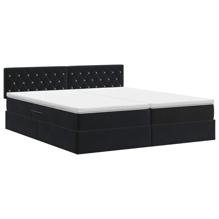 Pat cu storage cu headboard 2 buc. Negru WALTI