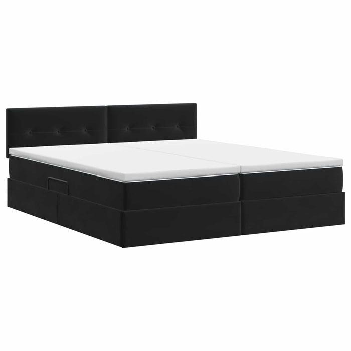 Pat cu storage cu headboard 2 buc. Negru WALTI