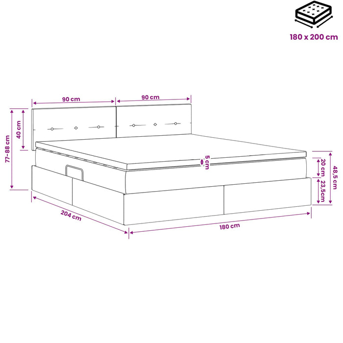 Pat cu storage cu headboard 2 buc. Verde închis WALTI