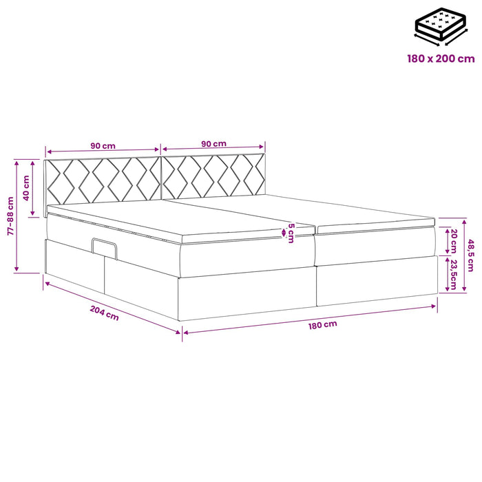 Pat cu storage cu headboard 2 buc. Gri închis WALTI