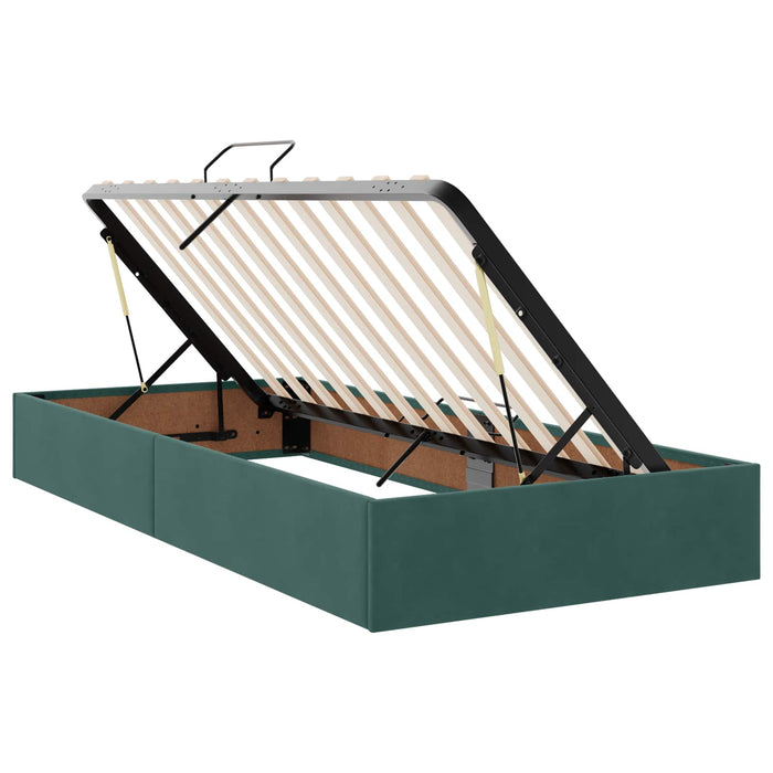 Pat cu storage cu headboard 2 buc. Verde închis WALTI