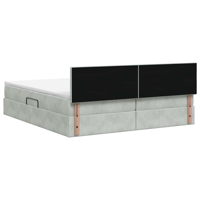 Pat cu storage cu headboard 2 buc. Gri deschis WALTI