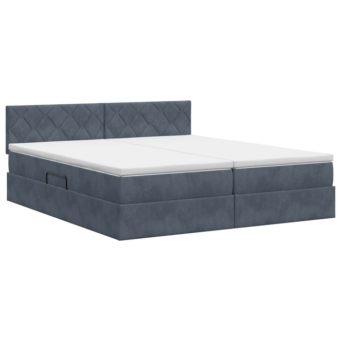 Pat cu storage cu headboard 2 buc. Gri închis WALTI