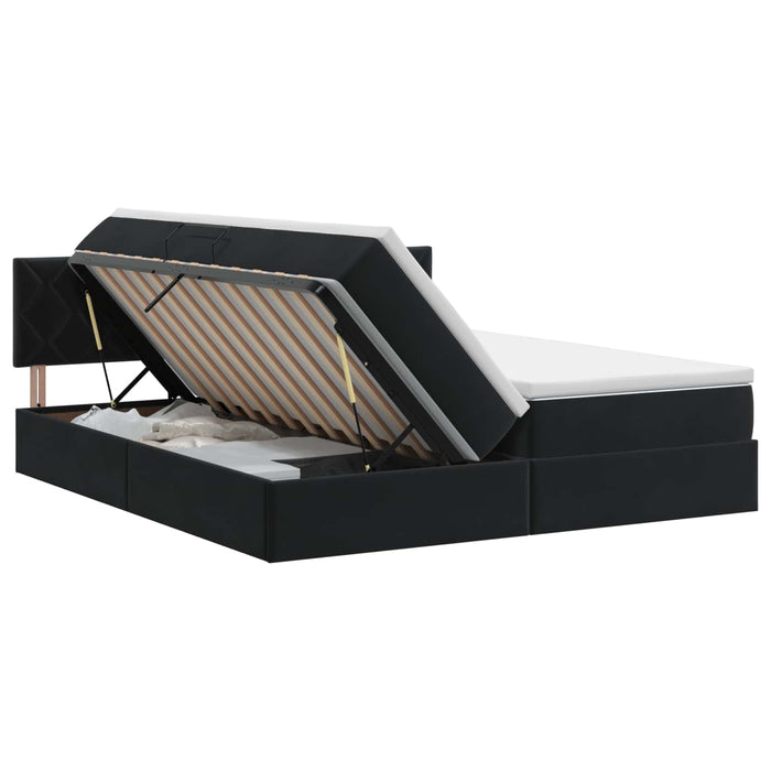 Pat cu storage cu headboard 2 buc. Negru WALTI