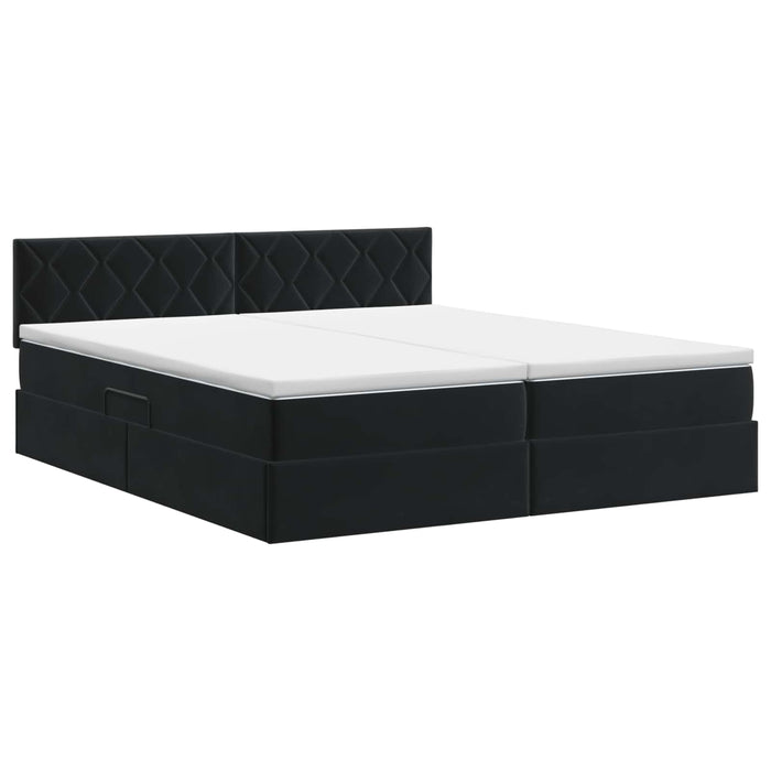 Pat cu storage cu headboard 2 buc. Negru WALTI