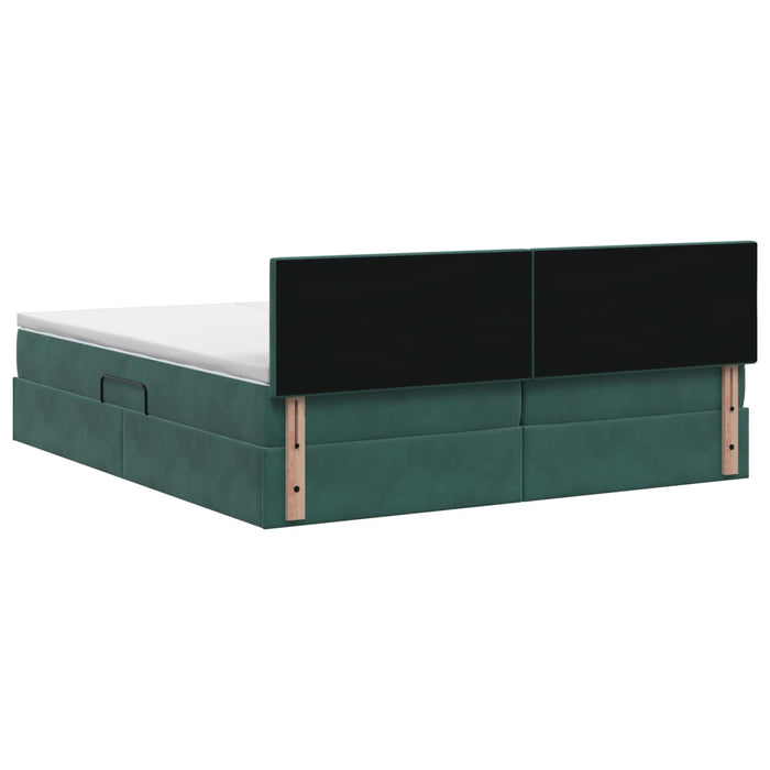 Pat cu storage cu headboard 2 buc. Verde închis WALTI