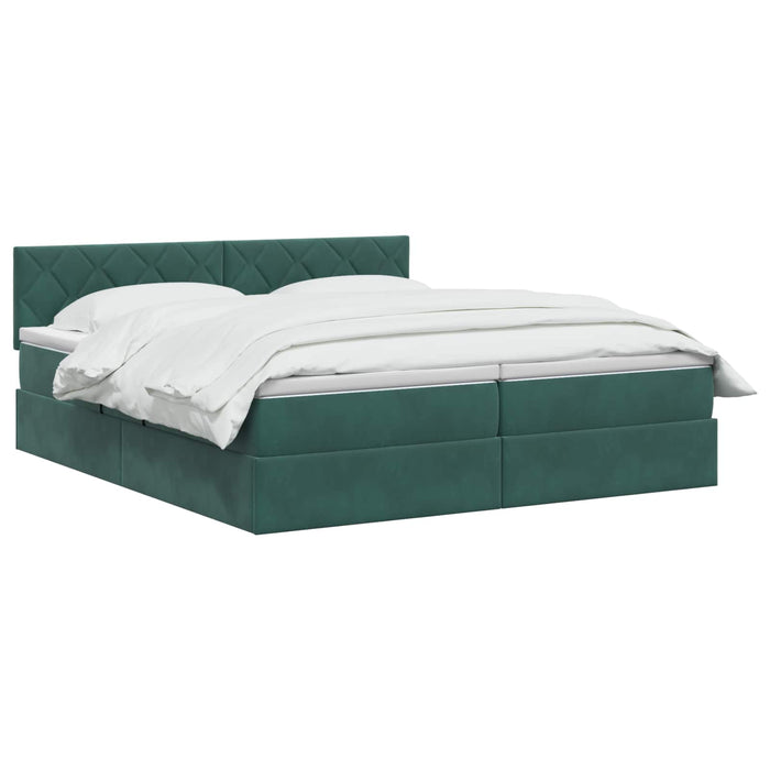 Pat cu storage cu headboard 2 buc. Verde închis WALTI