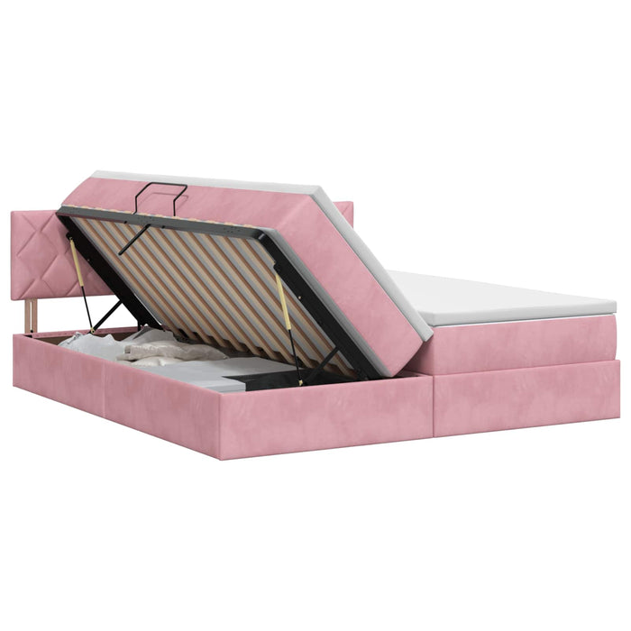 Pat cu storage cu headboard 2 buc. Roz WALTI