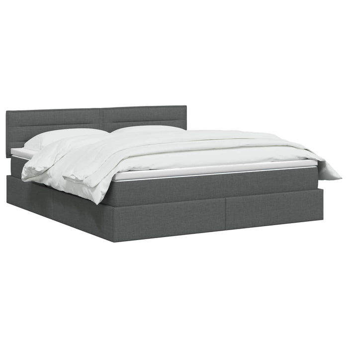 Pat cu LED și saltea Gri închis 140 x 190 cm Țesătură WALTI