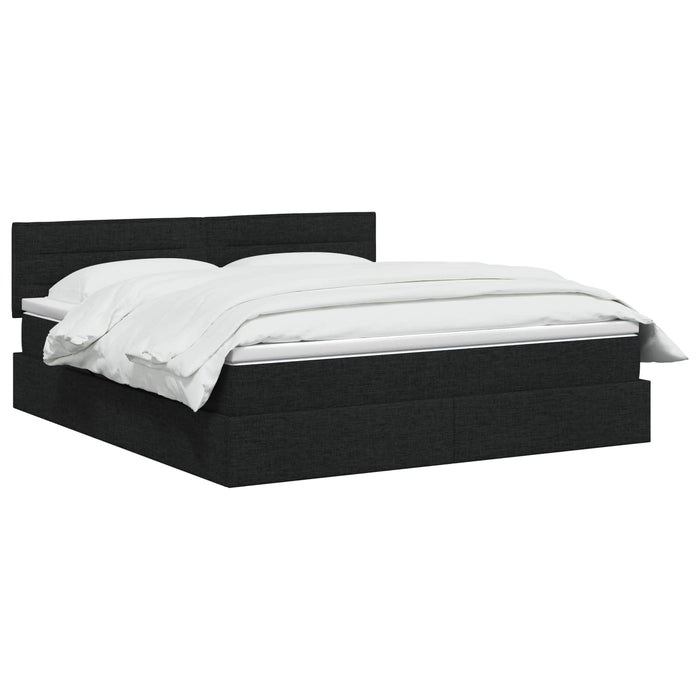 Pat cu LED și saltea Negru 140 x 190 cm Țesătură WALTI