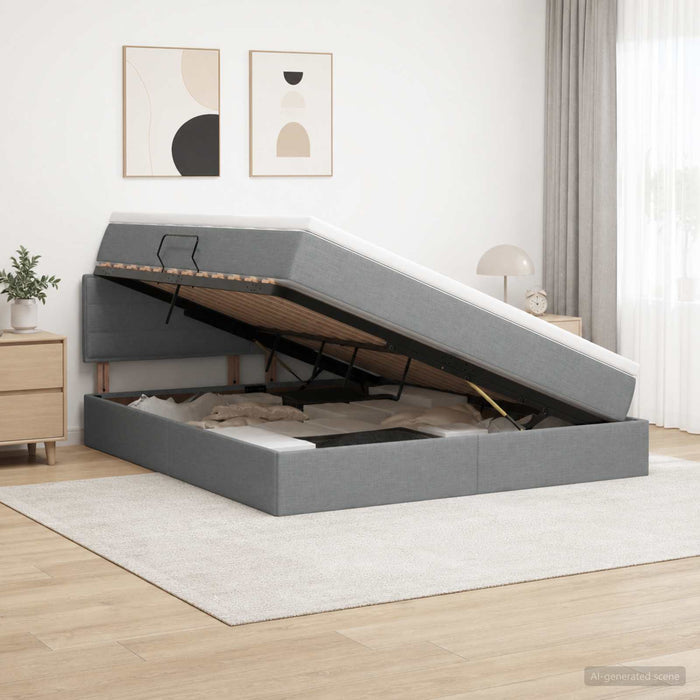 Pat cu saltea și spațiu de depozitare Gri închis 180 x 200 cm - WALTI WALTI