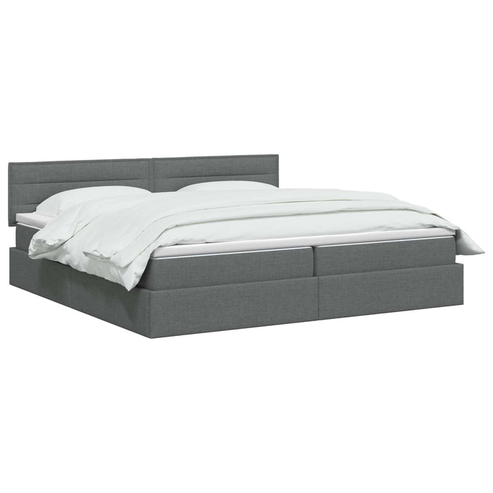 Pat cu LED și saltea Gri închis 200 x 200 cm Țesătură - WALTI WALTI