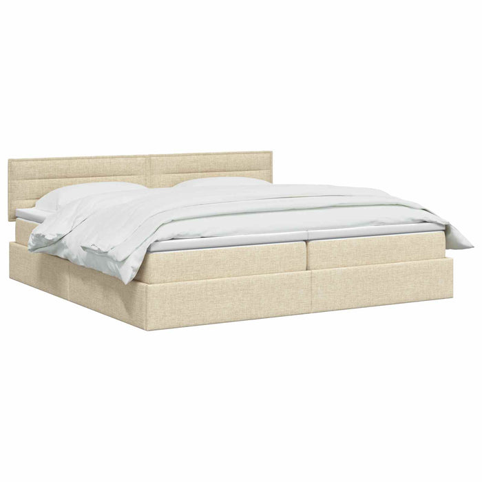 Pat cu LED și saltea Crem 200 x 200 cm Țesătură WALTI