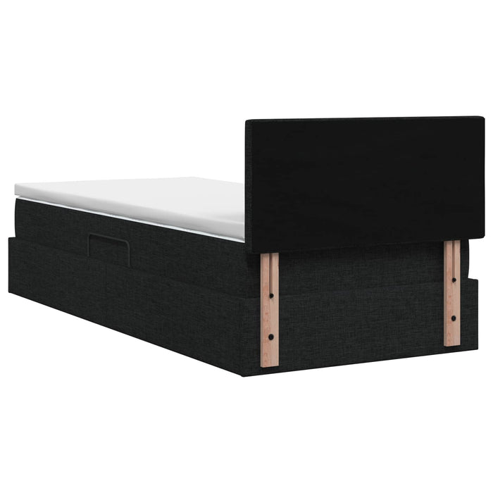 Pat cu LED și saltea Negru 90 x 190 cm Țesătură WALTI