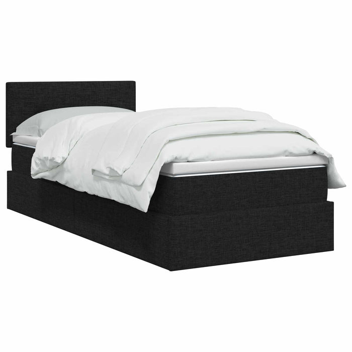 Pat cu LED și saltea Negru 90 x 190 cm Țesătură WALTI