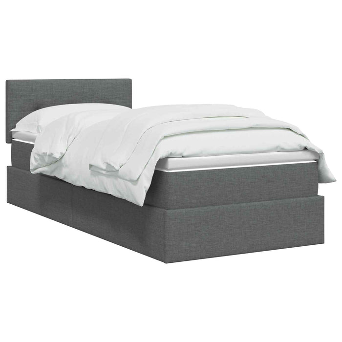 Pat cu LED și saltea Gri închis 100 x 200 cm Țesătură WALTI