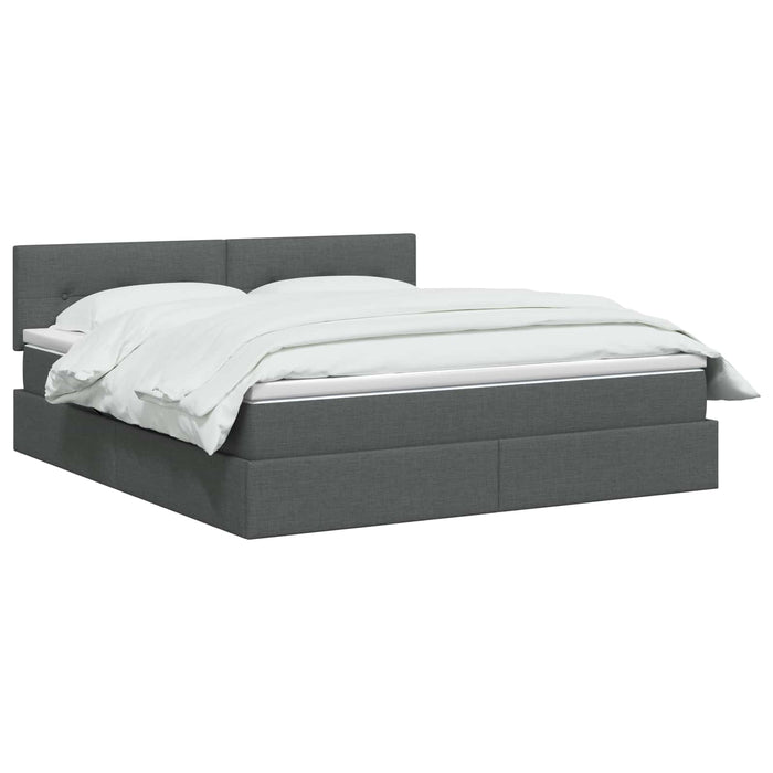 Pat cu LED și saltea Gri închis 180 x 200 cm Țesătură WALTI