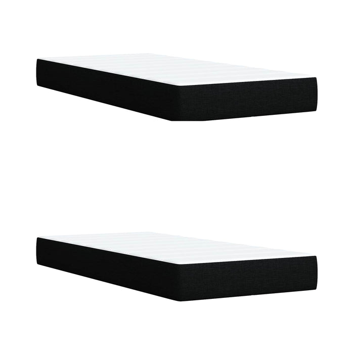 Pat cu LED și saltea Negru 200 x 200 cm Țesătură - WALTI WALTI