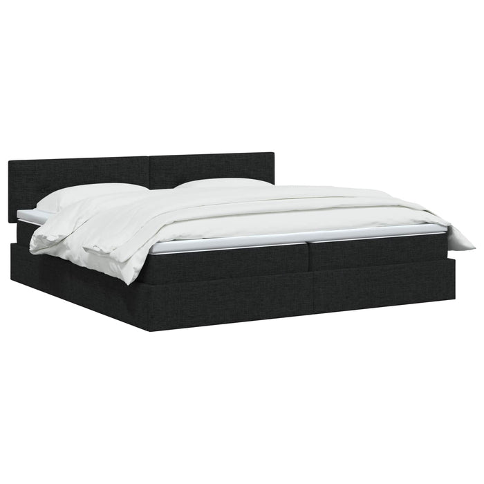 Pat cu LED și saltea Negru 200 x 200 cm Țesătură - WALTI WALTI