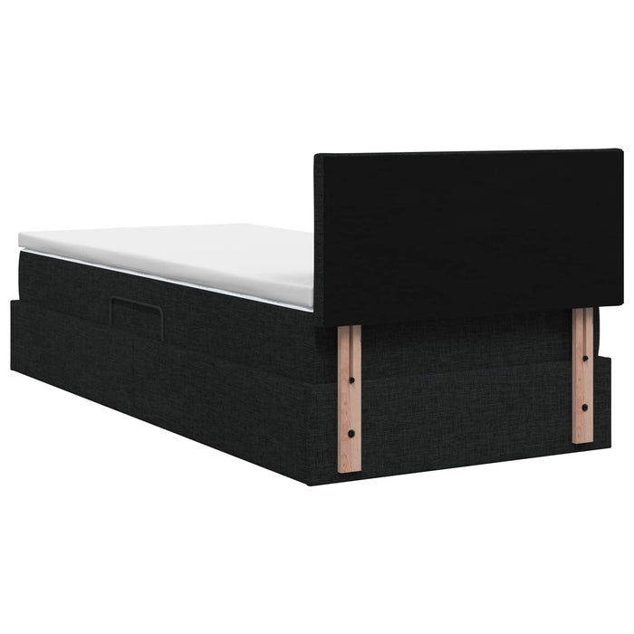 Pat cu LED și saltea Negru 90 x 190 cm Țesătură WALTI