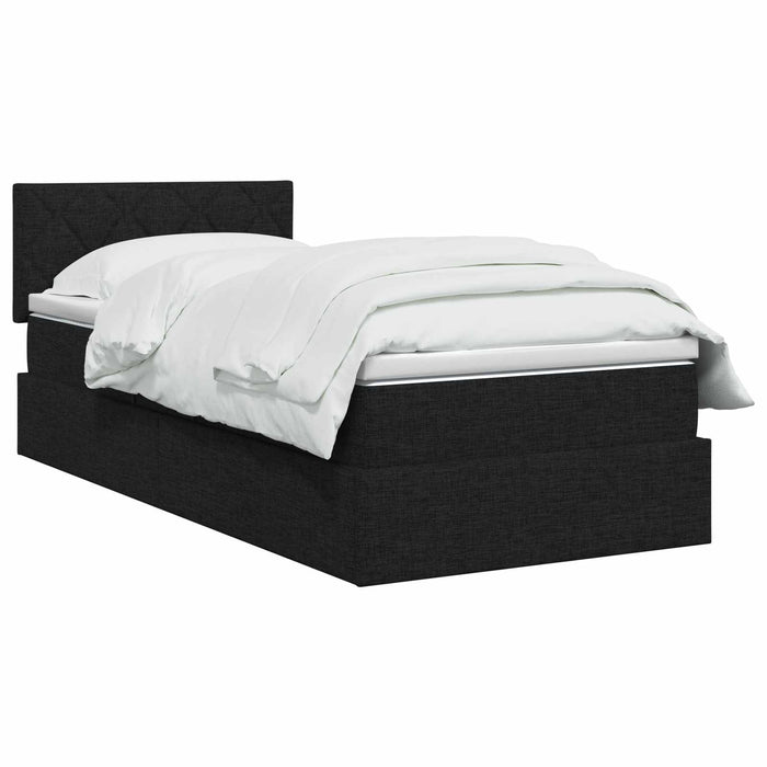 Pat cu LED și saltea Negru 100 x 200 cm Țesătură WALTI