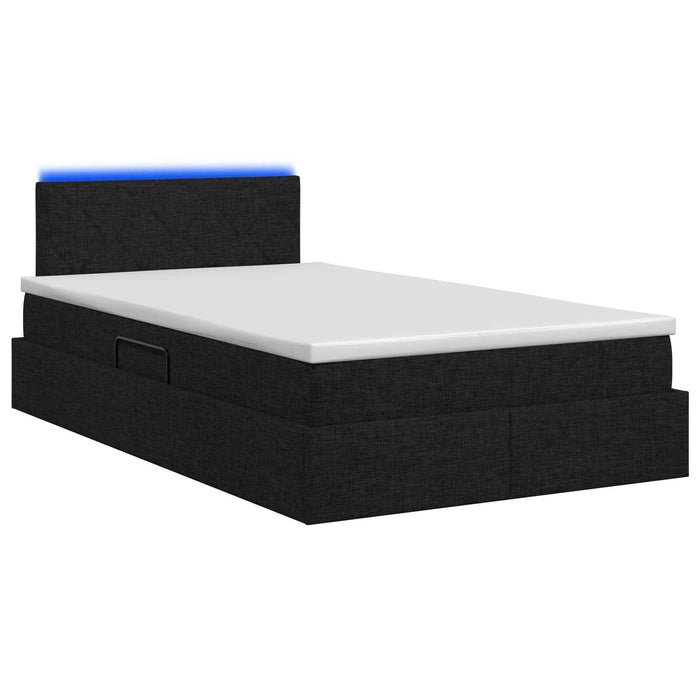 Pat cu LED și saltea Negru 120 x 200 cm Țesătură WALTI