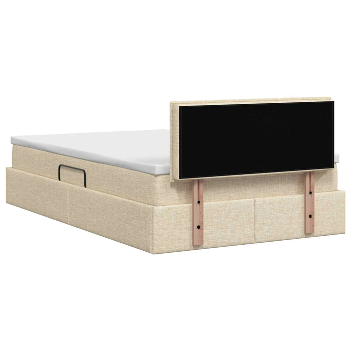 Pat cu LED și saltea Crem 120 x 200 cm Țesătură WALTI