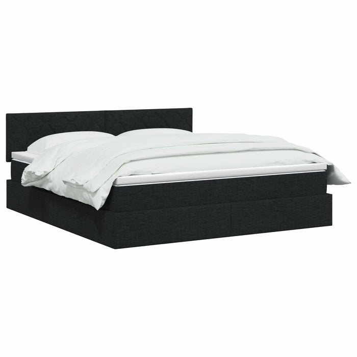 Pat cu LED și saltea Negru 140 x 190 cm Țesătură WALTI