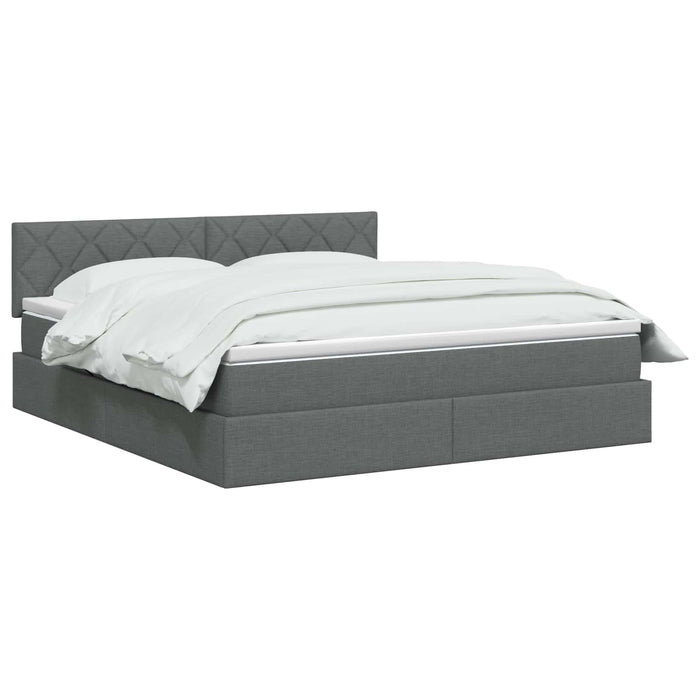 Pat cu LED și saltea Gri închis 140 x 200 cm Țesătură WALTI