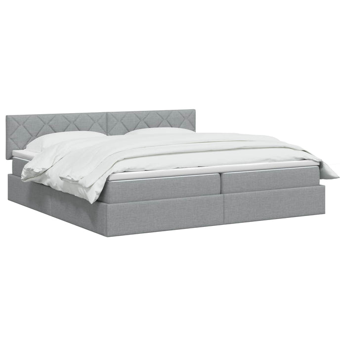 Pat cu LED și saltea Gri deschis 200 x 200 cm Țesătură WALTI