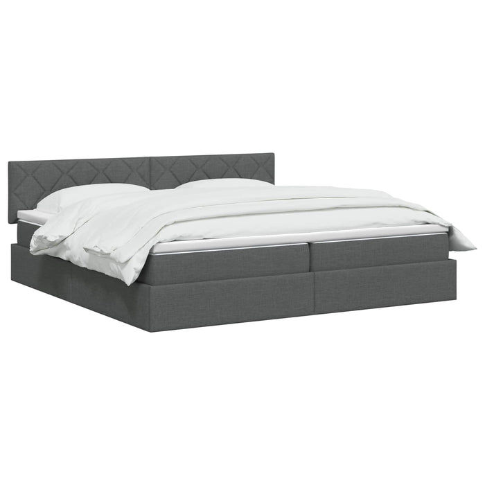 Pat cu LED și saltea Gri închis 200 x 200 cm Țesătură WALTI