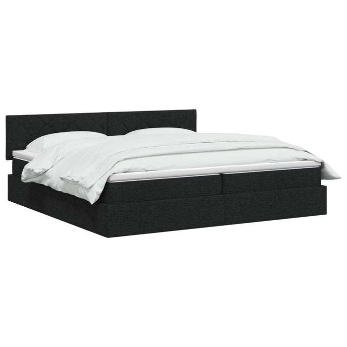 Pat cu LED și saltea Negru 200 x 200 cm Țesătură WALTI