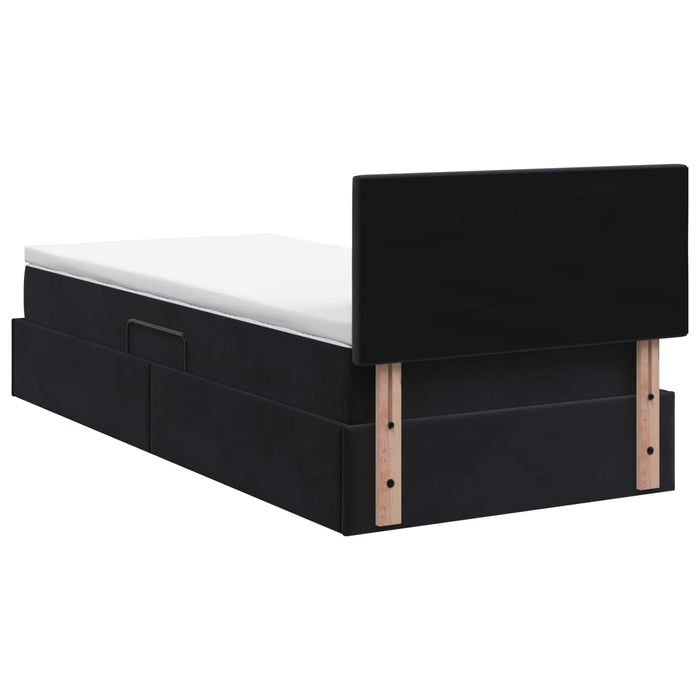 Pat cu LED și saltea Negru 90 x 200 cm Catifea WALTI