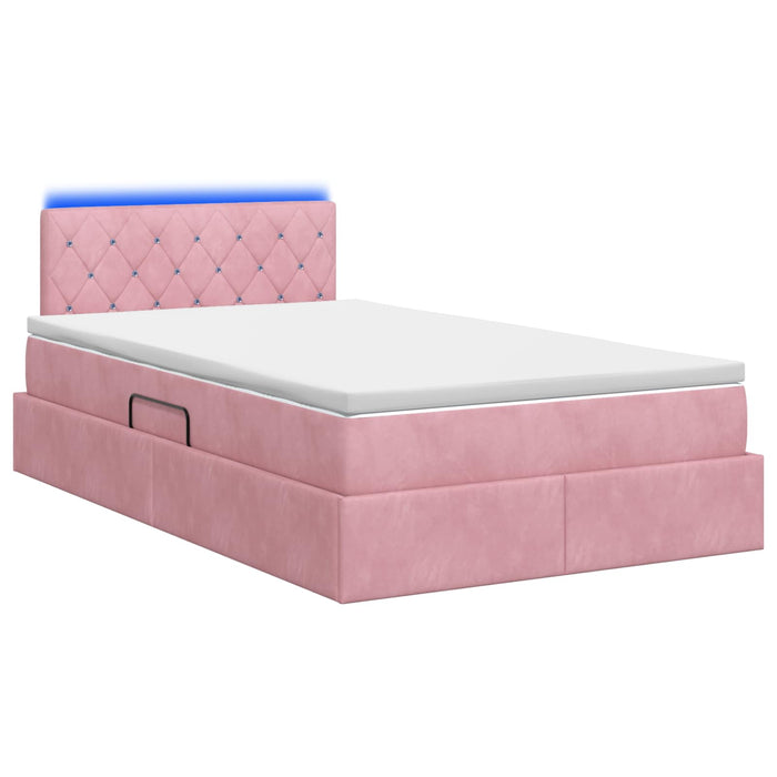 Pat cu LED și saltea Roz 120 x 190 cm Catifea WALTI